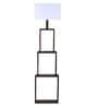 Victoria White Fabric Shade Shelf Floor Lamp With Wood Base