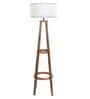 Daisy White Fabric Shade Club Floor Lamp With Wood Base