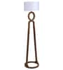 Magalie White Fabric Shade Club Floor Lamp With Wood Base