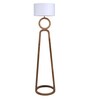 Magalie White Fabric Shade Club Floor Lamp With Wood Base