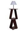 Orlando White Fabric Shade Shelf Floor Lamp With Wood Base