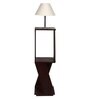 Orlando White Fabric Shade Shelf Floor Lamp With Wood Base
