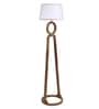 White Fabric Shade Floor Lamp With Brown Base