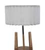 White Fabric Shade Floor Lamp With Brown Base