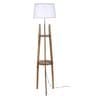 White Fabric Shade Floor Lamp With Brown Base