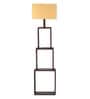 Canvas White Fabric Shade Shelf Floor Lamp With Wood Base