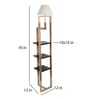 Cross-leg White Fabric Shade Shelf Floor Lamp With Wood Base