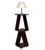 Orlando White Fabric Shade Shelf Floor Lamp With Wood Base