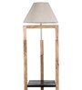 Cross-leg White Fabric Shade Shelf Floor Lamp With Wood Base