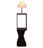 Orlando White Fabric Shade Shelf Floor Lamp With Wood Base