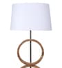Colonial White Fabric Shade Novelty Floor Lamp With Wood Base