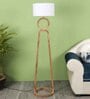 Magalie White Fabric Shade Club Floor Lamp With Wood Base