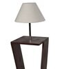 Orlando White Fabric Shade Shelf Floor Lamp With Wood Base