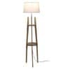 White Fabric Shade Floor Lamp With Brown Base