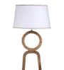 White Fabric Shade Floor Lamp With Brown Base