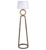 White Fabric Shade Floor Lamp With Brown Base
