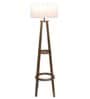 Daisy White Fabric Shade Club Floor Lamp With Wood Base