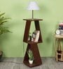 Orlando White Fabric Shade Shelf Floor Lamp With Wood Base