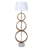 Colonial White Fabric Shade Novelty Floor Lamp With Wood Base