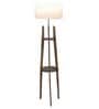 White Fabric Shade Floor Lamp With Brown Base
