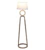 White Fabric Shade Floor Lamp With Brown Base