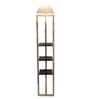 Cross-leg White Fabric Shade Shelf Floor Lamp With Wood Base