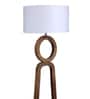 Magalie White Fabric Shade Club Floor Lamp With Wood Base