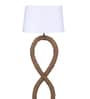 Arrow White Fabric Shade Club Floor Lamp With Wood Base