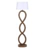Arrow White Fabric Shade Club Floor Lamp With Wood Base