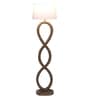Arrow White Fabric Shade Club Floor Lamp With Wood Base