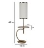 Small White Fabric Shade Shelf Floor Lamp With Iron Base
