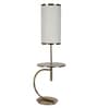 Small White Fabric Shade Shelf Floor Lamp With Iron Base