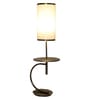 Small White Fabric Shade Shelf Floor Lamp With Iron Base