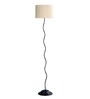 White Fabric Shade Floor Lamp with Black Base