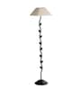 White Fabric Shade Floor Lamp with Black Base