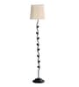 White Fabric Shade Floor Lamp with Black Base