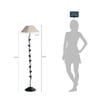 White Fabric Shade Floor Lamp with Black Base