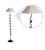 White Fabric Shade Floor Lamp with Black Base