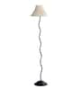 White Fabric Shade Floor Lamp with Black Base