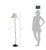 White Fabric Shade Floor Lamp with Black Base