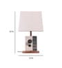 White Fabric Shade Marble Table LED Lamp With Antique Copper Base