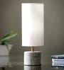Groove White Fabric Shade Table Lamp With Marble Base