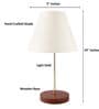 White Fabric Shade Table Lamp, Brown Wooden Base Bedside & Desk Light for Bedroom, Living Room & Home Decor