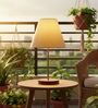 White Fabric Shade Table Lamp, Brown Wooden Base Bedside & Desk Light for Bedroom, Living Room & Home Decor