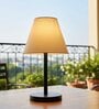 White Fabric Shade Table Lamp, Minimalist Bedside Lamp with Metal Base for Bedroom, Living Room & Study