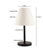 White Fabric Shade Table Lamp, Minimalist Bedside Lamp with Metal Base for Bedroom, Living Room & Study
