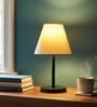 White Fabric Shade Table Lamp, Minimalist Bedside Lamp with Metal Base for Bedroom, Living Room & Study