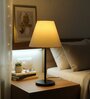 White Fabric Shade Table Lamp, Modern Bedside & Desk Lamp with Metal Base for Bedroom, Living Room & Home Decor