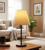 White Fabric Shade Table Lamp, Modern Bedside & Desk Lamp with Metal Base for Bedroom, Living Room & Home Decor
