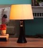 White Fabric Shade Table Lamp with Black Base